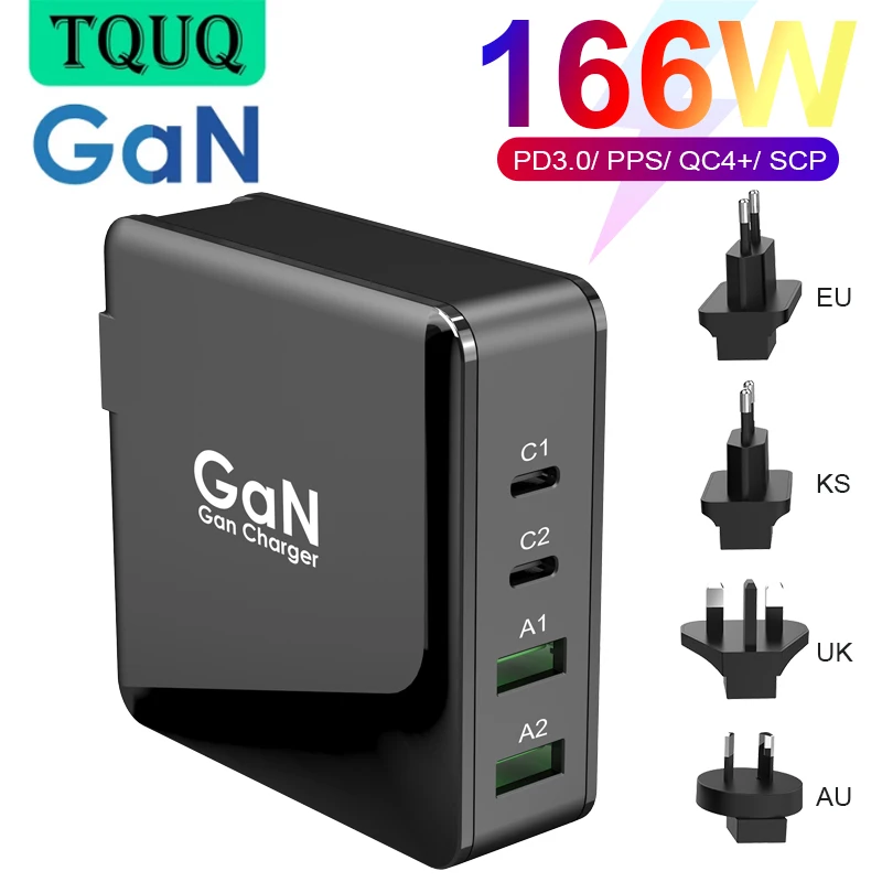 166W настенное зарядное устройство Ган Tech 100W USB C PD3.0 PPS и 18W A QC4.0 + быстрая зарядка для