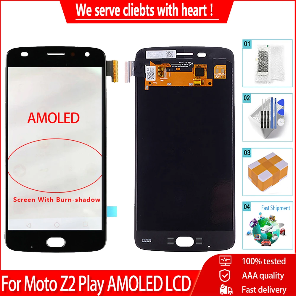 ЖК дисплей 5 ''с AMOLED дисплеем Burn shadow для Motorola Moto Z2 Play XT1710 сенсорный экран