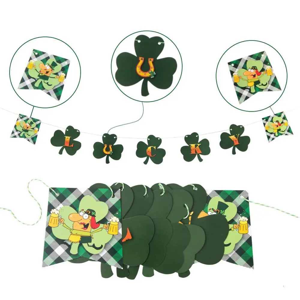 1pc 2m St.Patricks Day Beer Mug Banner Shamrock Lucky Letter Irish Party Decorations Birthday Wedding Shower | Дом и сад