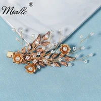 miallo handmade leaf hair clips for women accessories pearl gold color haipins bridal wedding hair jewelry party headpiece gift
