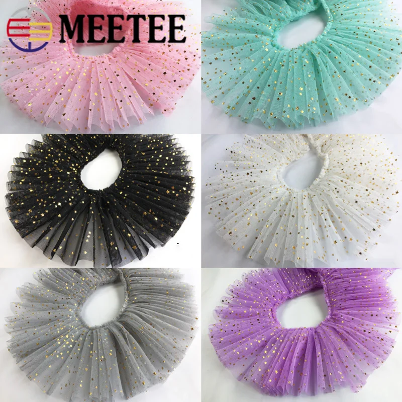 Meetee 10 ярдов (5 см) 5 (10 Звездная отделка из сетки кружева ткань плиссированная лента