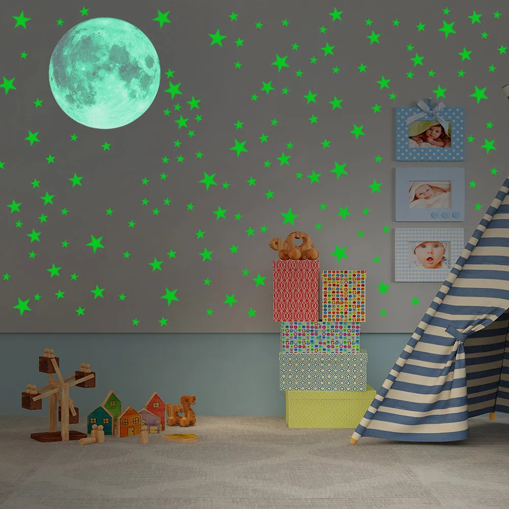 

Children Rooms Starry Sky Stickers DIY 435 Pcs Wall Stickers Luminous Stickers Star And Moon Fluorescent Stickers For Bedrooms