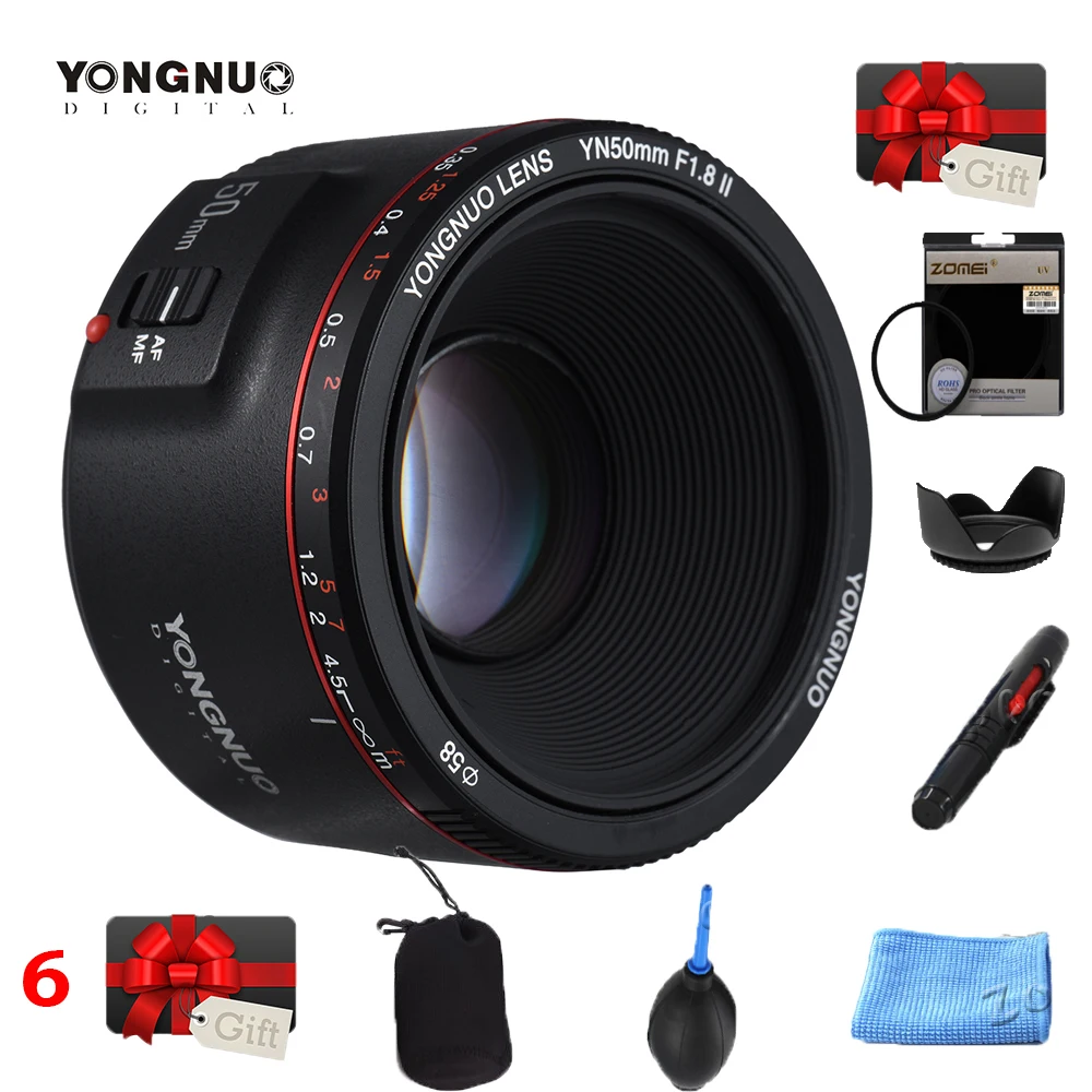 Объектив YONGNUO YN 50 мм F1.8 объектив II EF для объективов Canon с большой диафрагмой и