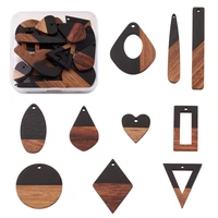 20pcs resin wooden earring pendant 10 styles rhombus heart hollow rectangle triangle wood dangle charms for jewelry diy vintage