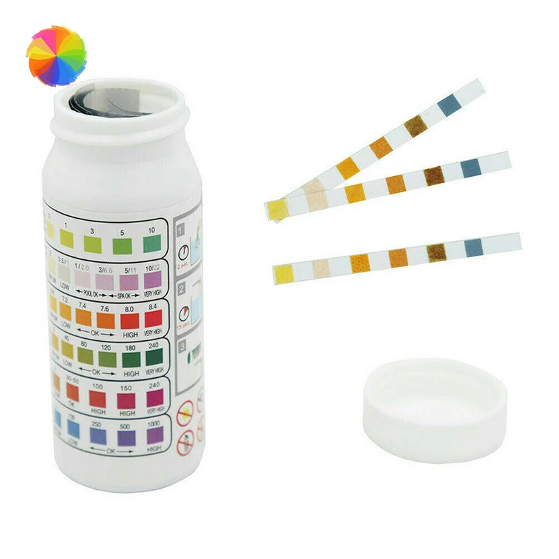 50 шт тест полосок хлора для гидромассажной ванны Спа бассейна PH тестовая бумага