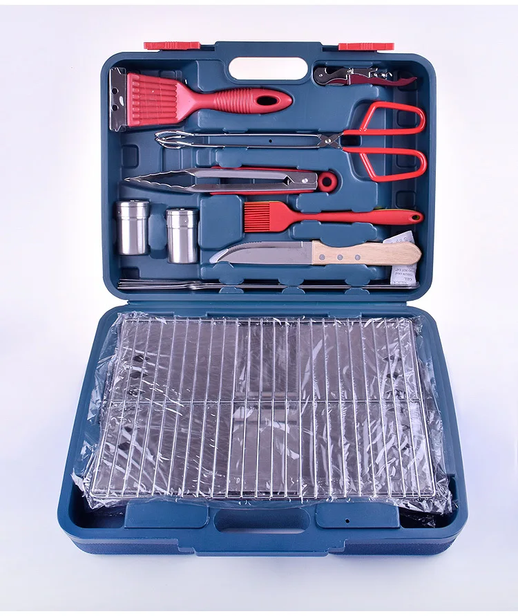 Складной гриль для барбекю и наборы инструментов с ящиком