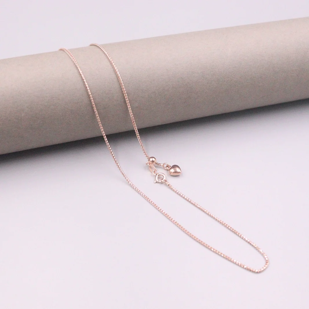 ?? Yu750-女性用ピンクゴールドのネックレス,18K,1.1mm,女性用ファインチェーン,チョーカー,18インチ