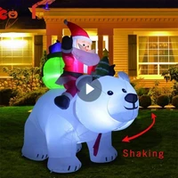 1 7m christmas inflatable model santa claus riding polar bear inflatable shaking head doll outdoor yard christmas decorations