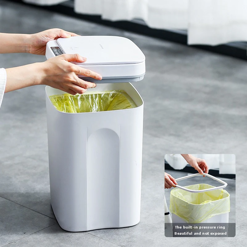 intelligent trash can automatic sensor dustbin sensor electric waste bin home rubbish can for bedroom kitchen bathroom garbage free global shipping