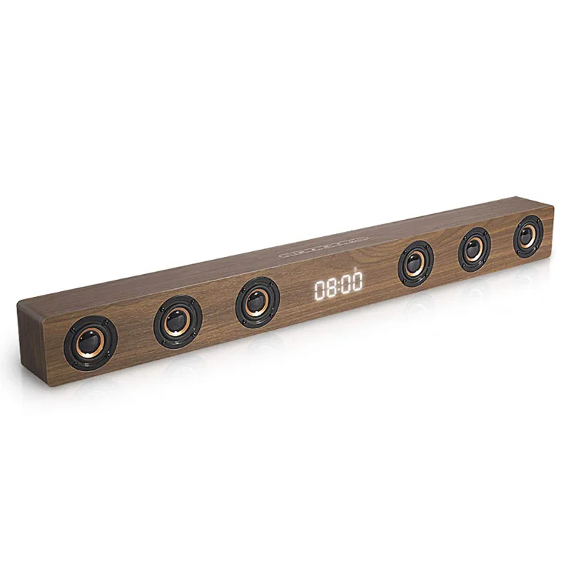 Brown ТВ Саундбар Bluetooth динамик деревянный звук бар HiFi стерео дистанционное управление Поддержка AUX/HDMI/часы дисплей для домашнего кинотеатра - Цвет: Brown