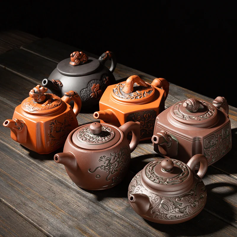 Чайные горшки с рисунком дракона Фиолетовый глиняный горшок из исинской глины