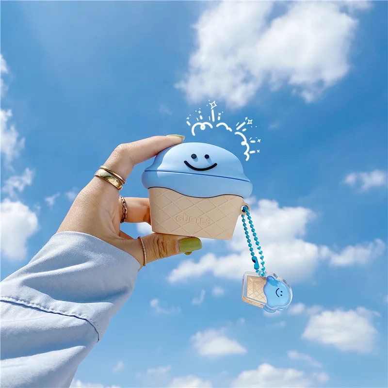 

Case for Airpods 1 2 3 Bluetooth Earphone Case for Airpods Pro Accessories Protective Cover Cute Silicone 3D Ice Cream Summer
