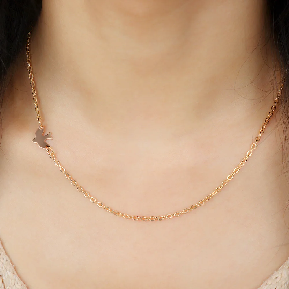 Ожерелье чокер в виде маленькой птицы с милой надписью Peace короткое ожерелье