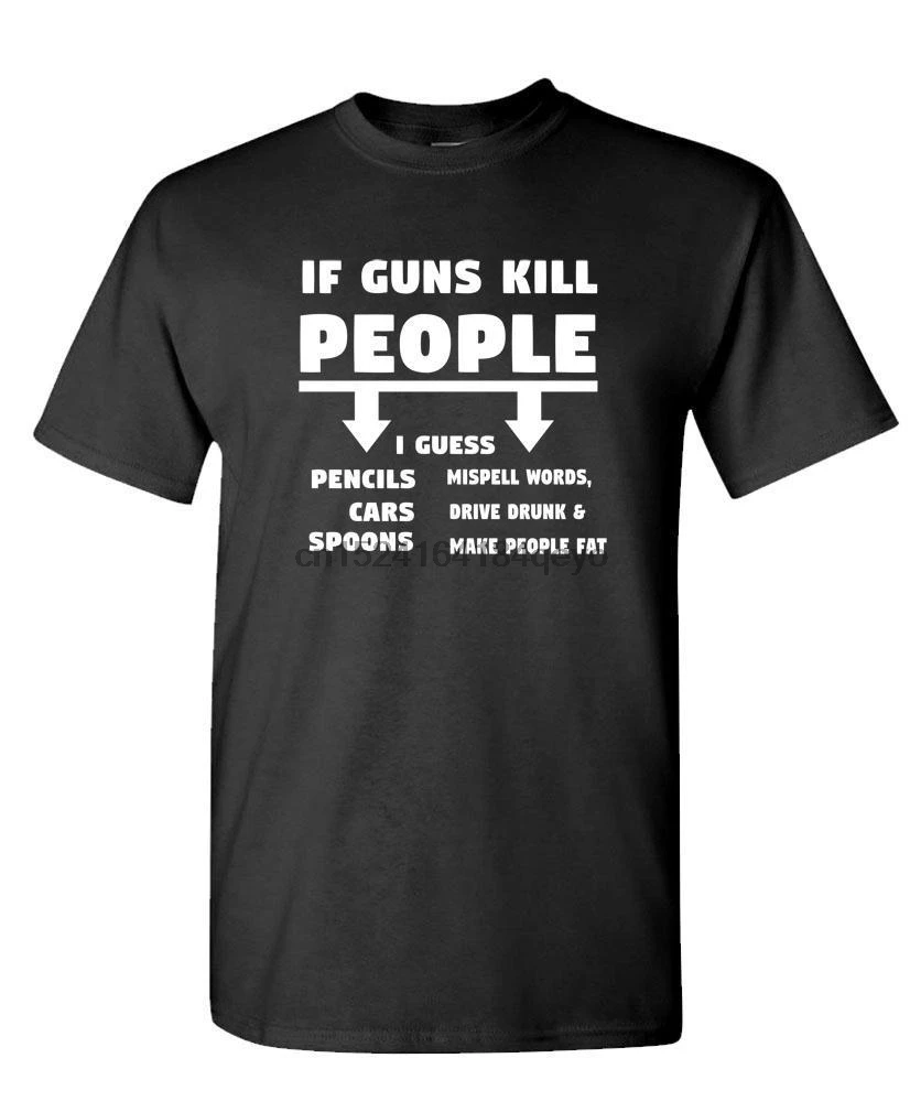 Хлопковая футболка унисекс с надписью If Guns Kill People then ложки MAKE YOU FAT|Мужские