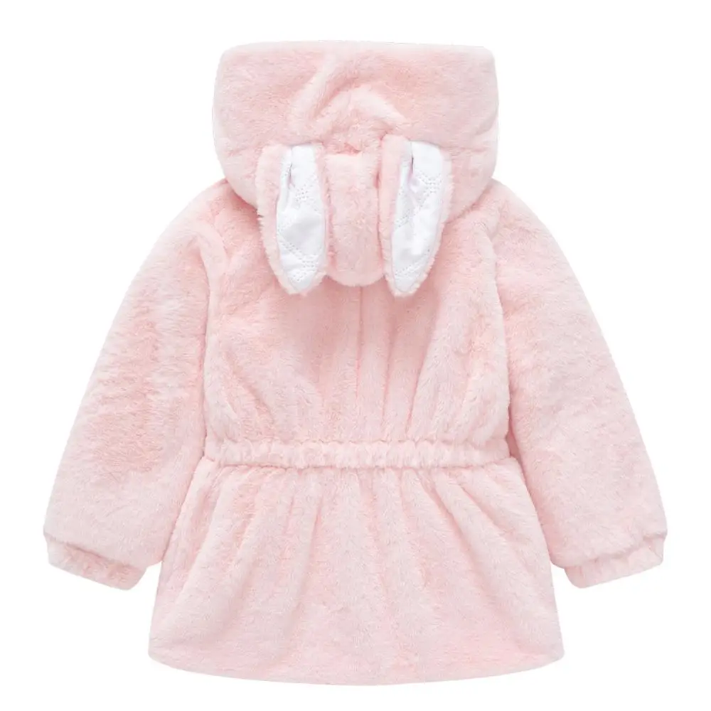 Baby girl autumn and winter long wool sweater faux fur coat plush cute hooded slim cotton baby warm |