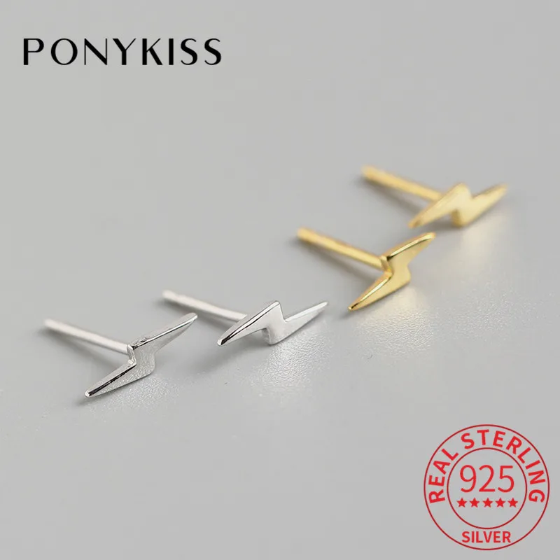Женские серьги гвоздики с молнией PONYKISS модные вечерние из стерлингового серебра