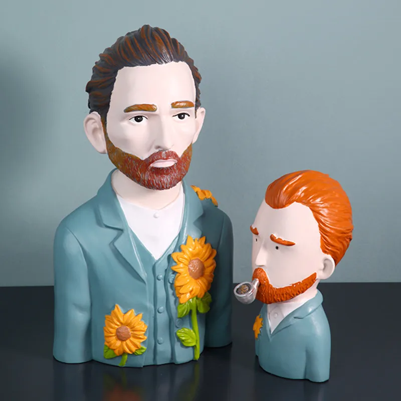 

Dutch Post-impressionism Painter Vincent van Gogh Resin Half-Length Portrait Art&Craft Statue Creative Study Art Decor X3725