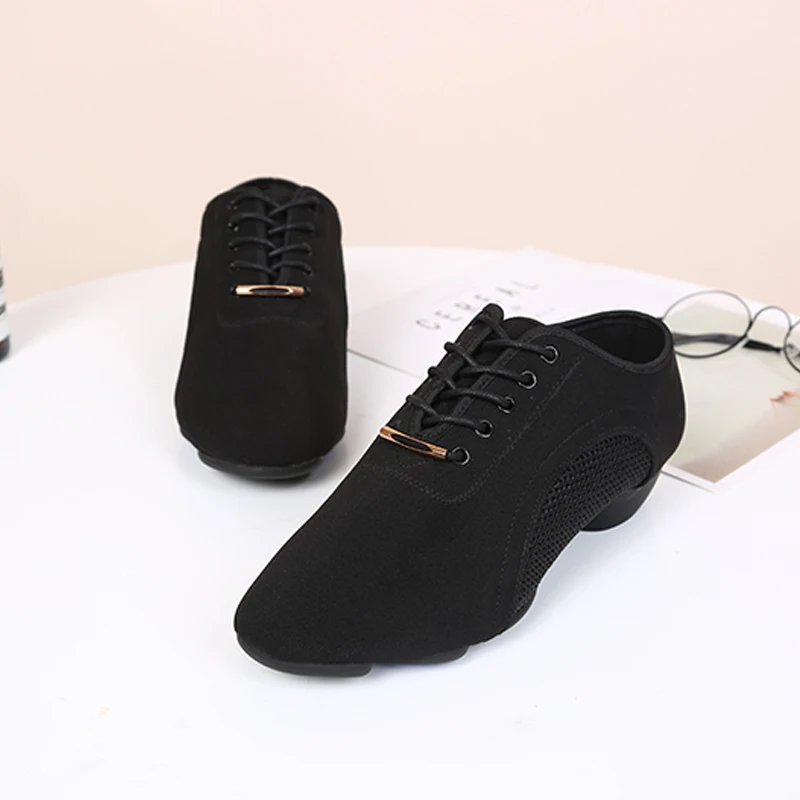 Heelled 3.5 cm canvas teacher outdoor exercise shoes square dance shoes Jazz ballet ballroom dance shoes latin american w