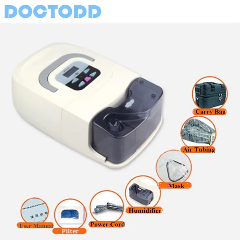 Doctodd портативный аппарат CPAP респиратор для апноэ сна OSAS храп людей W/носовая маска головной убор трубка сумка