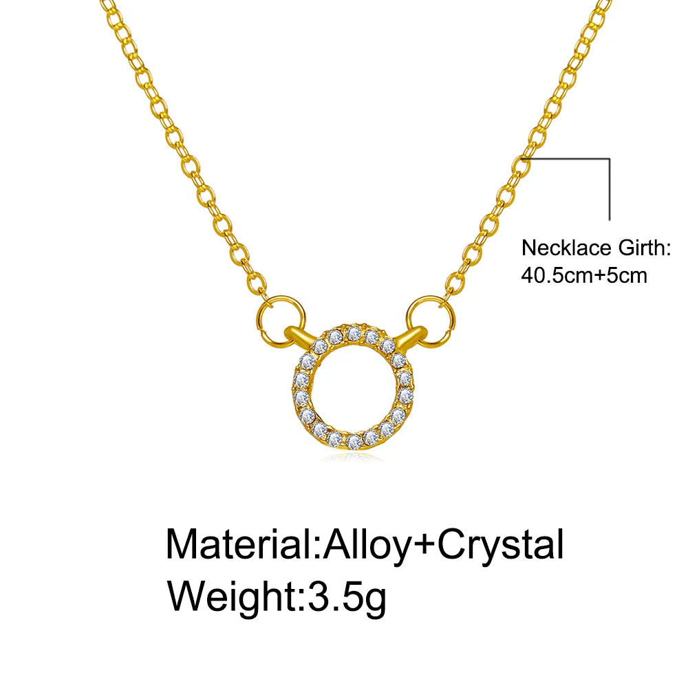 

2021 Trend Elegant Jewelry Crystal Circle Pendant Necklace Golden Color Unquie Women Fashion Necklace Wholesale