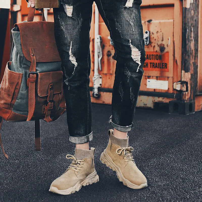 Новинка Осень-зима 2019 высокие ботинки для пустыни мужские замшевые Martin