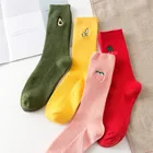 Забавные носки , хлопковые милые женские носки с фруктовым принтом, Meias, Ретро стиль, вышивка, Длинные цветные забавные Женские носочки , разноцветные чулки для носки женские носки с принтом