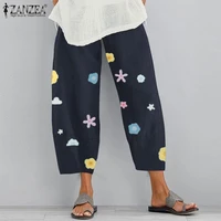 zanzea women flower printed harem pants summer elastic waist trousers loose casual palazzo turnip bohemian pantalon oversized
