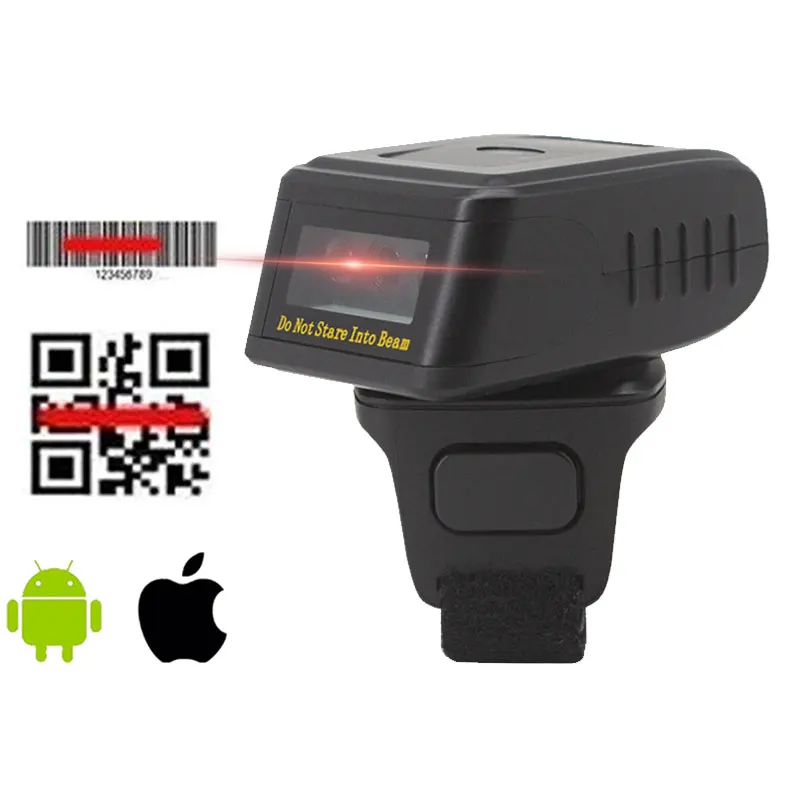 

Wearable Finger Barcode Scanner Wireless 1D 2D Bar Code Reader Bluetooth Compatible for Windows iOS Android Linux Mobile phone