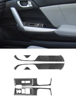 carbon fiber car window control panel cover window lift frame sticker fit for honda civic 9 coupe sedan 2012 2015