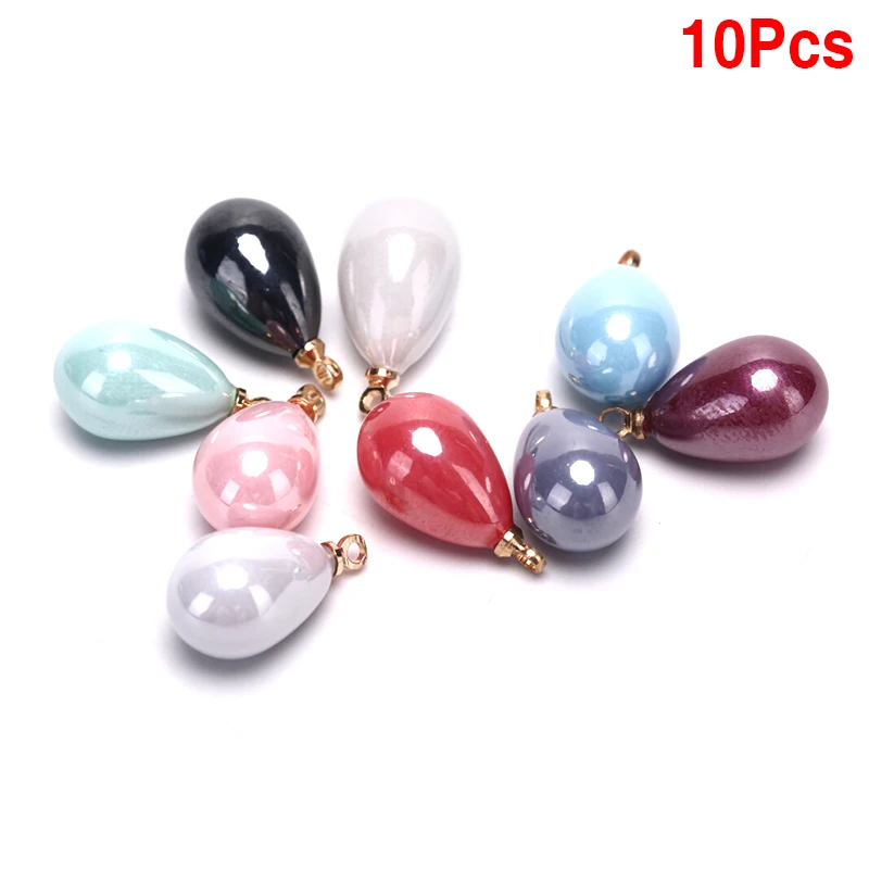 Модные эмалевые Подвески с жемчугом в форме капли воды 10 шт./компл. для