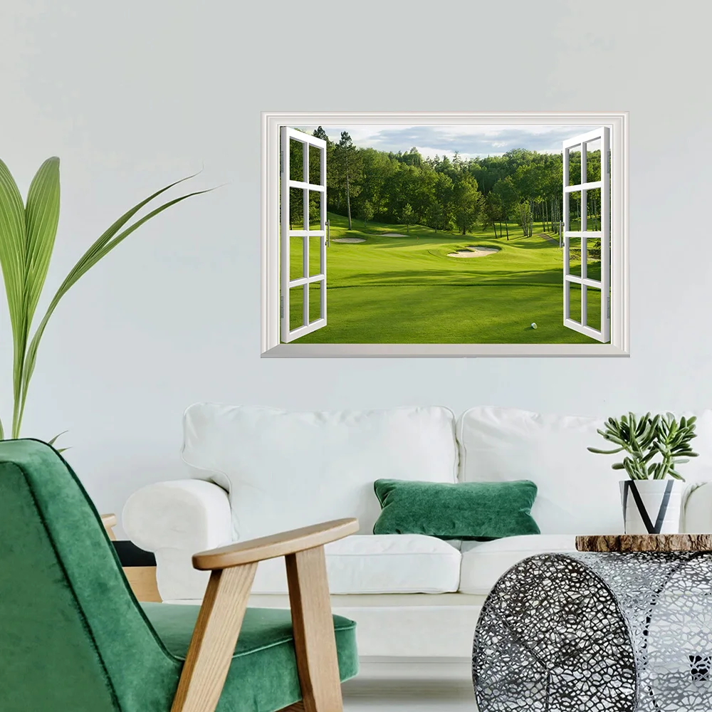 3D Наклейка на стену с изображением окна природный пейзаж спальня декоративное