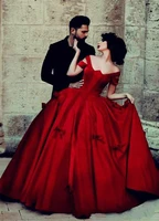 vestidos de festa longos 2018 elegant ball gown evening red taffeta short sleeves sexy vintage women mother of the bride dresses