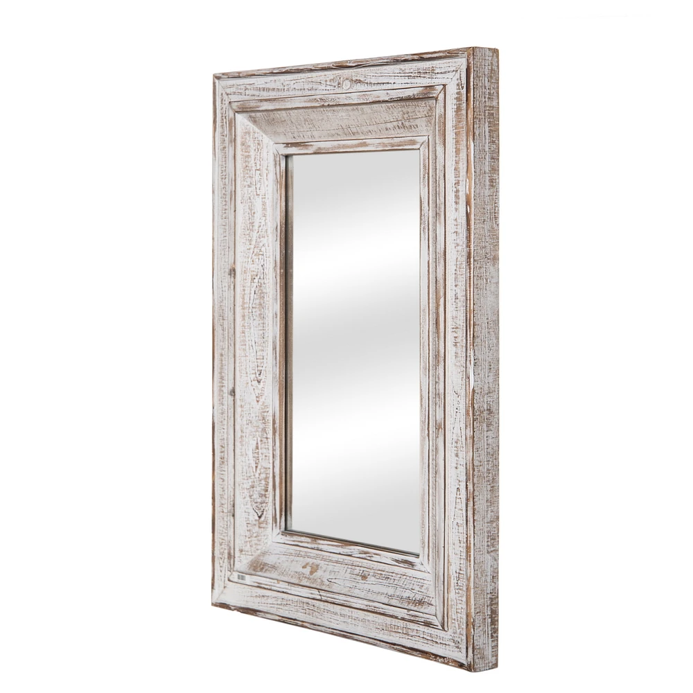 

Artisasset Iron Wall Mirror Decorative Mirror Antique White With Rustic Brown And Black Iron Bracket For Barhroom Living Room