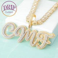drip letter custom name necklaces for men personalized pendants rapper iced out charms hip hop rock street fashion jewelry