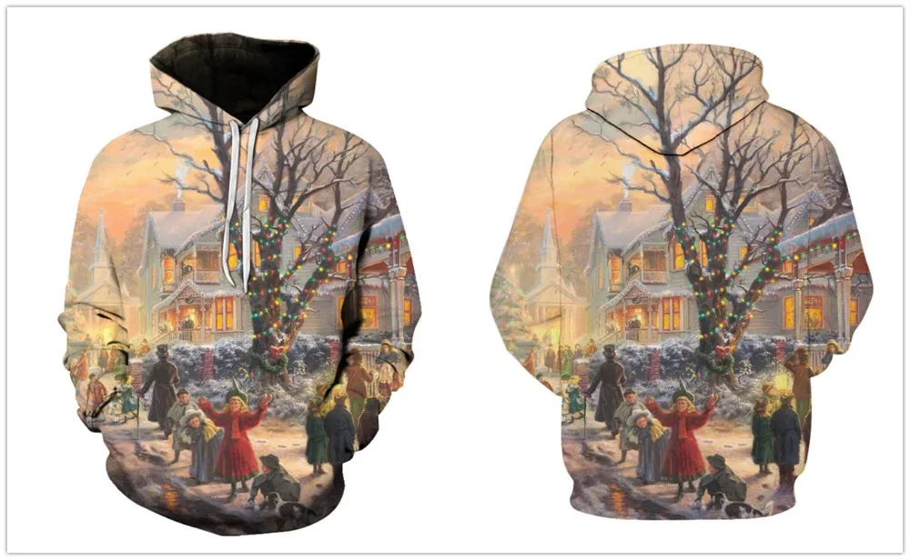 

Men's Fashion Snowman 3d Pattern Hoodie Casual Loose Long Sleeve Pullover Harajuku Street Fashion Trend Hoodie