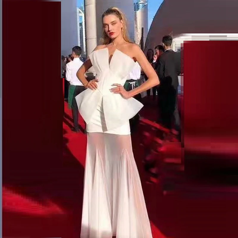 

2019 Последняя мода шоу стиль знаменитости свадебные вечерние платья женские элегантные белые с открытыми плечами прозрачные сетчатые длинн...