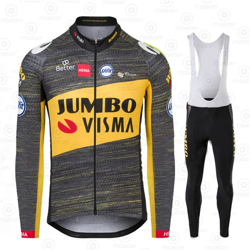 

Комплект одежды для велоспорта JUMBO VISMA мужской, Зимняя шерстяная майка, уличная спортивная одежда, куртка для горного велосипеда, униформа