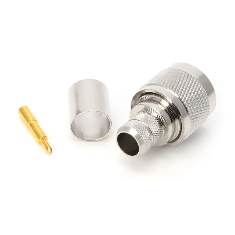 

1 Set N Type Crimp Plug RF Connector Coaxial Converter Adapter For LMR400 RG8 Cable
