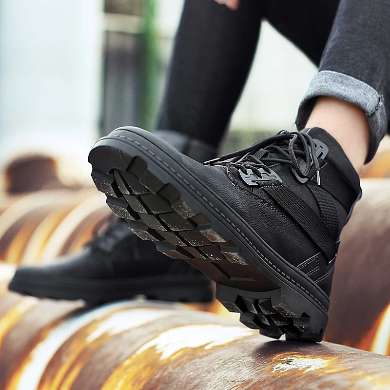 

Fashion New Men Ankle Boots Thick Plush Warm Men Snow Boots Quality Men Ankle Boots Outdoor Waterproof Male Basic Work Shoes 44