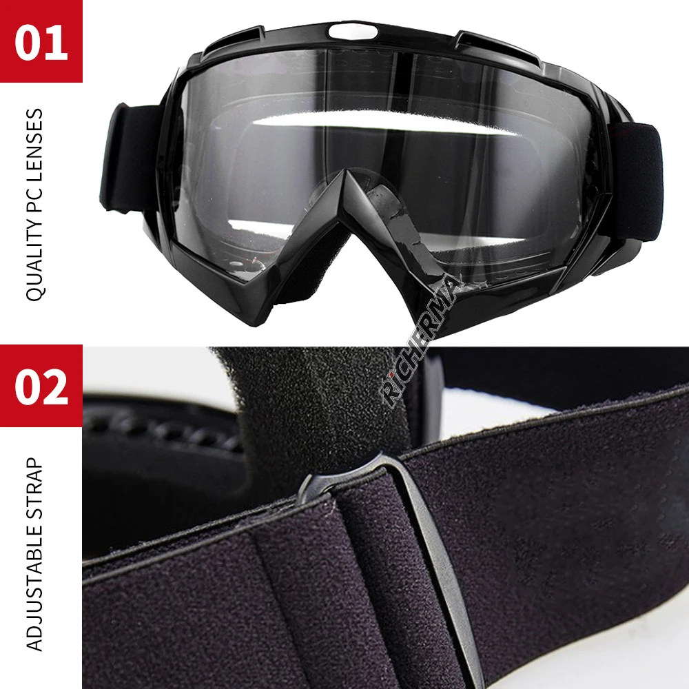 Прозрачные линзы очки для мотокросса регулируемые на шлем мотоциклетные горного