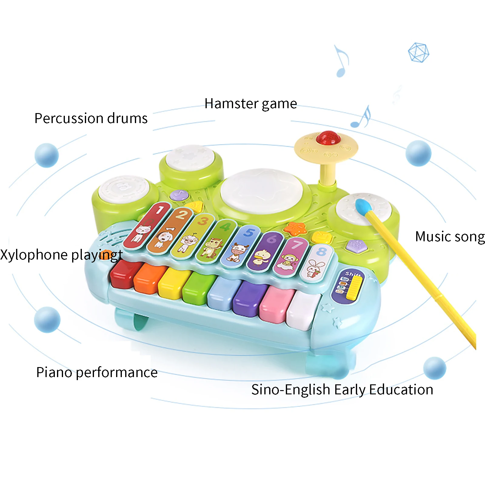 

Multifunctional Musical Piano Toy Children Musical Instrument Toys Xylophone Drum Set Baby Colorful Educational Xylophone Toy