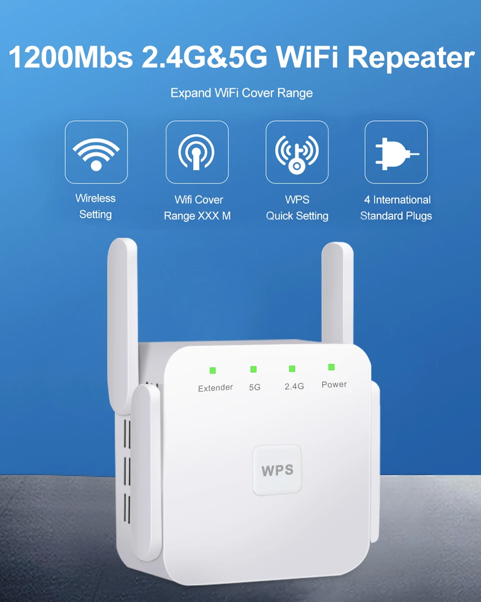 Wi-fi 5 ГГц Wi-fi ретранслятор Беспроводной расширитель Wi-fi 1200 Мбит/с усилитель WiFi 802.11N длинный Диапазон Wi-fi усилитель сигнала 2,4G точка доступа