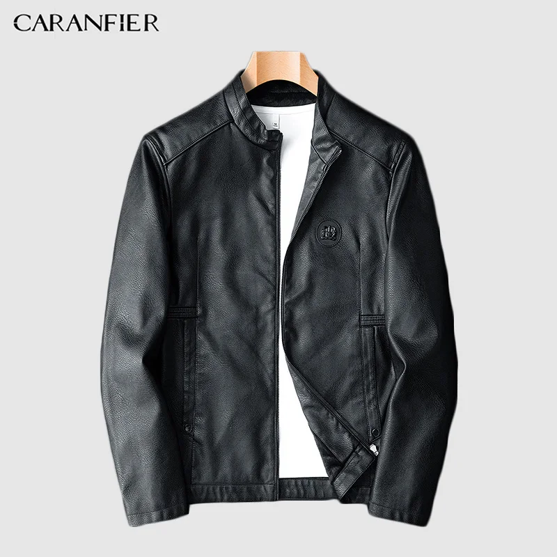 Бренд CARANFIER 2019 Осень зима повседневная куртка из искусственной кожи на молнии