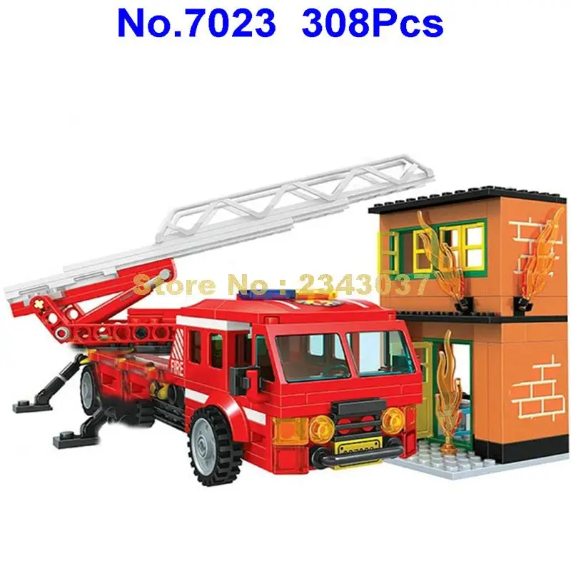 Победитель 7023 308 шт. городской огонь серии пожарная лестница автомобиль пожарный
