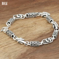 100 real s925 silver jewelry mens bracelet fashion silver jewelry handmade thai silver square dragon scale bamboo bracelet