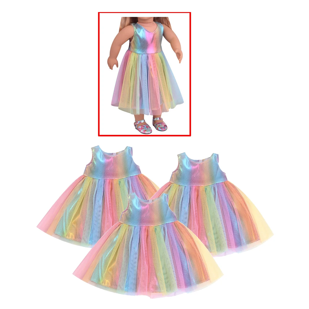

3x American Doll Dress Outfits 18 Inch Girl Fashion Handmade Gauze Accessory