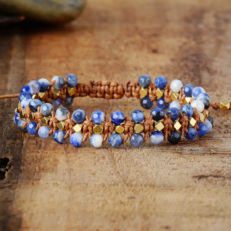 Женские блестящие браслеты граненые веревочные из кальдалита ручной работы в