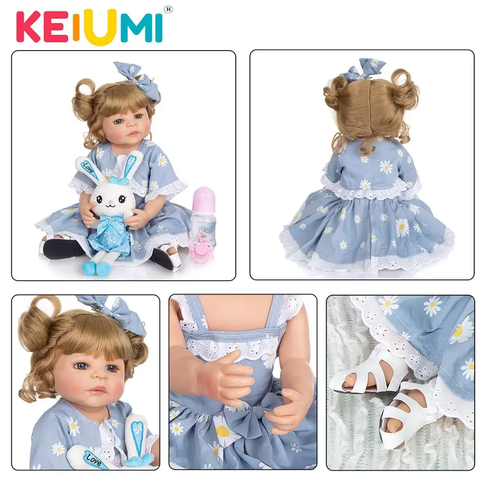 

KEIUMI 22 Inch 55CM Lifelike Reborn Baby Dolls Full Body Silicone Lovely Reborn Baby Girl Toys For Birthday Gifts For Childrens