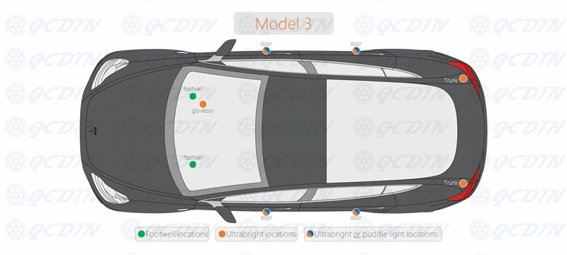 QCDIN ультра-яркая для TESLA OEM Светодиодная лампа для освещения салона автомобиля дверь багажник для ног GloveBox светильник для TESLA модель X S 3