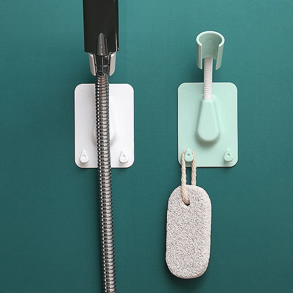 

1pc 360° Shower Head Holder Adjustable Self-Adhesive Showerhead Bracket Wall Mount With 2 Hooks Stand SPA Bathroom Universal